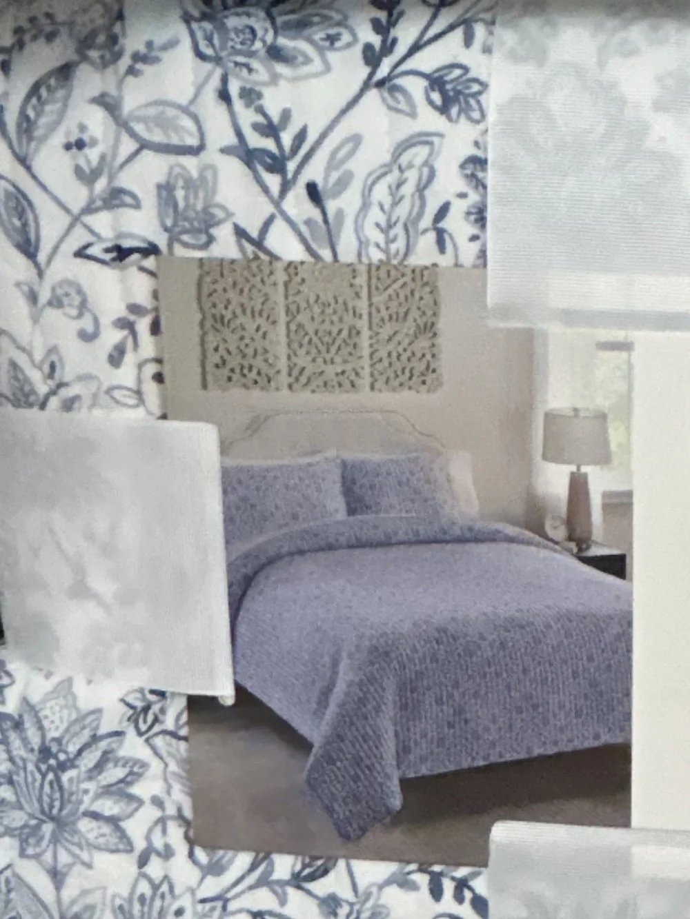 Nicole Miller Cotton Blue and White Full/Queen Quilt Set 88”x92”